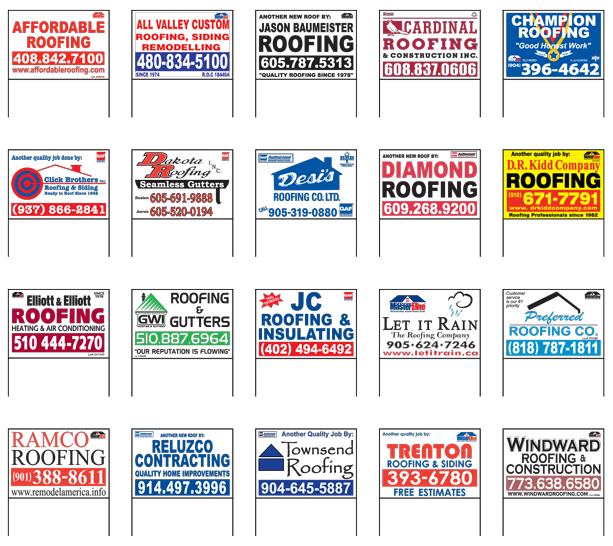 Roofing signs - Lawn Ads